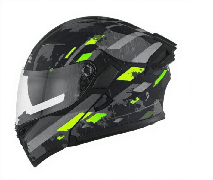 JIEKAI Motorcycle Helmet 902 SPLASH GREEN Motorcycle Uncovered Helmet Flip up Chin Double Visor Full Face New Model with Spoiler DOT Certified